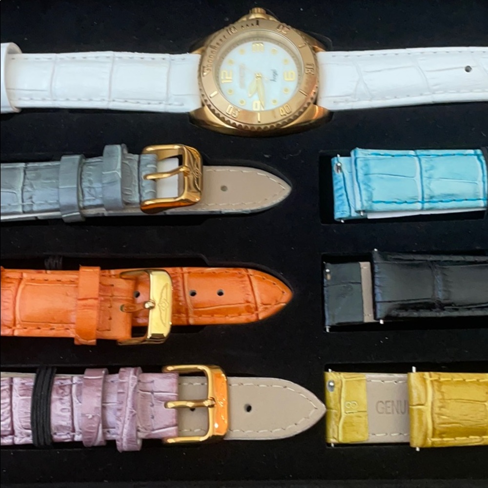 Invicta Angel Gold Watch, 7 different color bands